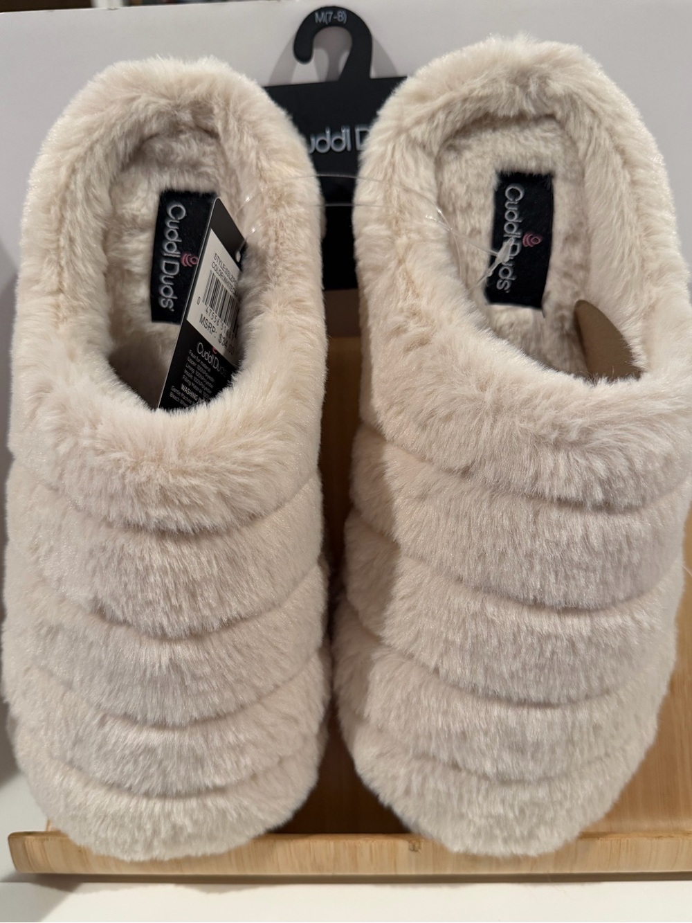 Cuddl duds Plush Slip-On Slippers for Women - Cream